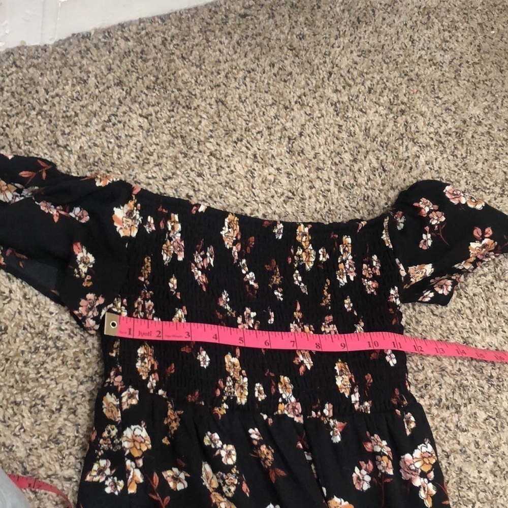 Nordstrom Socialite Maxi Dress Size XS Black Floral Off Shoulder OTS - Picture 9 of 11